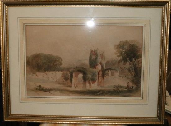 William Richardson (fl.1842-77) Mount Grace Priory 11 x 18in.